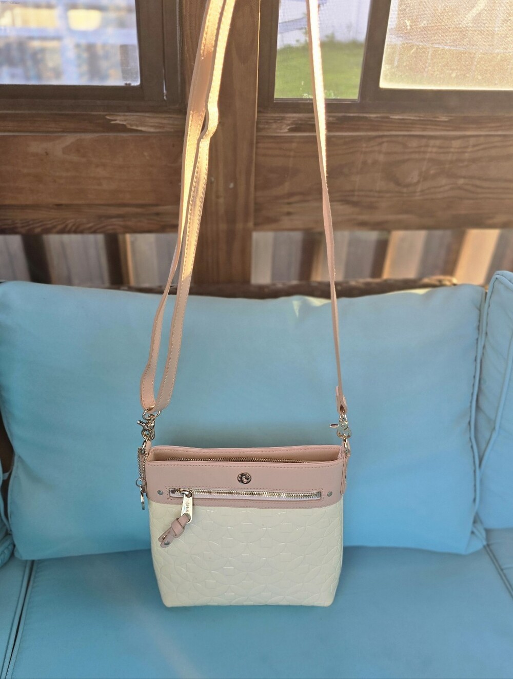 Spartina 449 Pink and Cream Patent Crossbody Bag - Picture 9 of 10